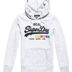SuperDry gray hoodie vintage logo pop